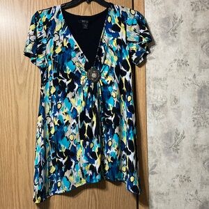 Style & Co. Petite Multicolor V-Neck Women's Top